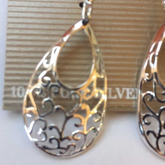 PURE 100 DANECRAFT SILVER FILIGREE EARRINGS NWT - Picture 6 of 7